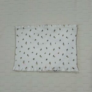 White Floral Smocked Tube Top